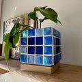 Mosaic Tile Planter with Drip Tray | Blue  | Modern Boho Plant Pot | Indoor Planter Gift